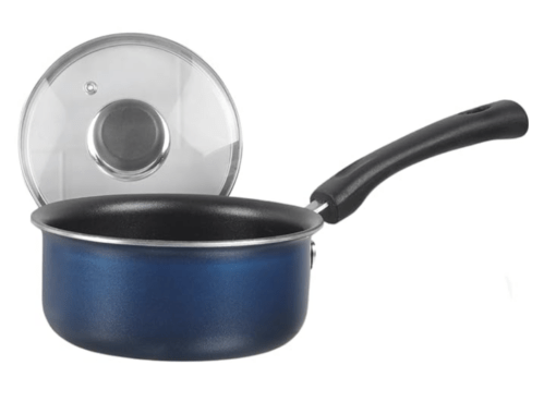 Vinod Zest Aluminium Non Stick Saucepan with Glass Lid - 1.6 litre, 16cm | Milk/Tea Pan | Sauce pot with Lid | 3mm Thick | 3 Layer Coating | Scratch Proof | 1 Year Warranty